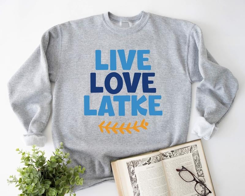 Live Love Latke Funny Hanukkah Jewish Religious - Adult & Kids T-Shirts, Sweatshirts & Hoodies apparel design preview 1
