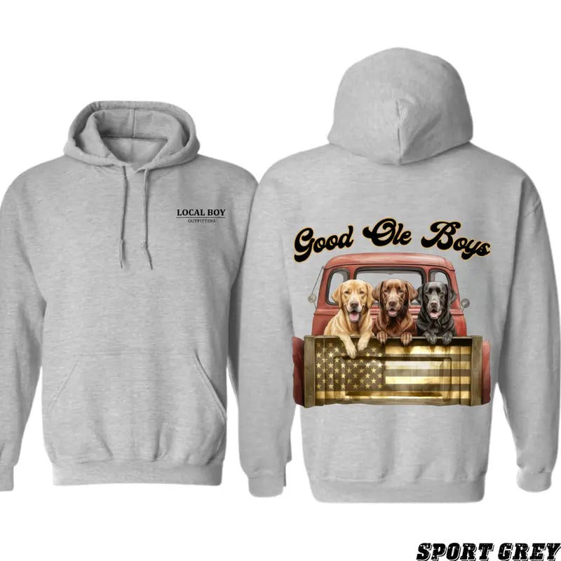 Local Boy Good Ole Funny Dogs Truck Country Outfits - Adult & Kids T-Shirts, Sweatshirts & Hoodies apparel design preview 1
