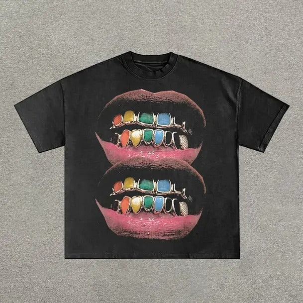 Loose Lip Print Cotton Y2k Hip Hop Womenswear - Adult & Kids T-Shirts, Sweatshirts & Hoodies apparel design preview 1