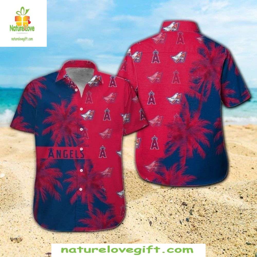 Los Angeles Angels Hawaiian Red Blue Tropical Flora - Adult & Kids T-Shirts, Sweatshirts & Hoodies apparel design preview 1