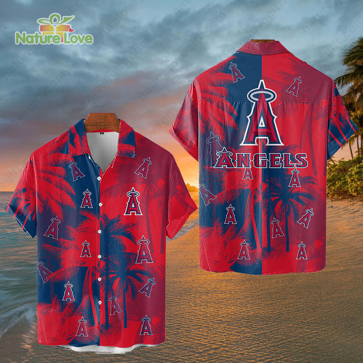 Los Angeles Angels Tropical Palm Trees MLB Hawaiian - Adult & Kids T-Shirts, Sweatshirts & Hoodies apparel design preview 1