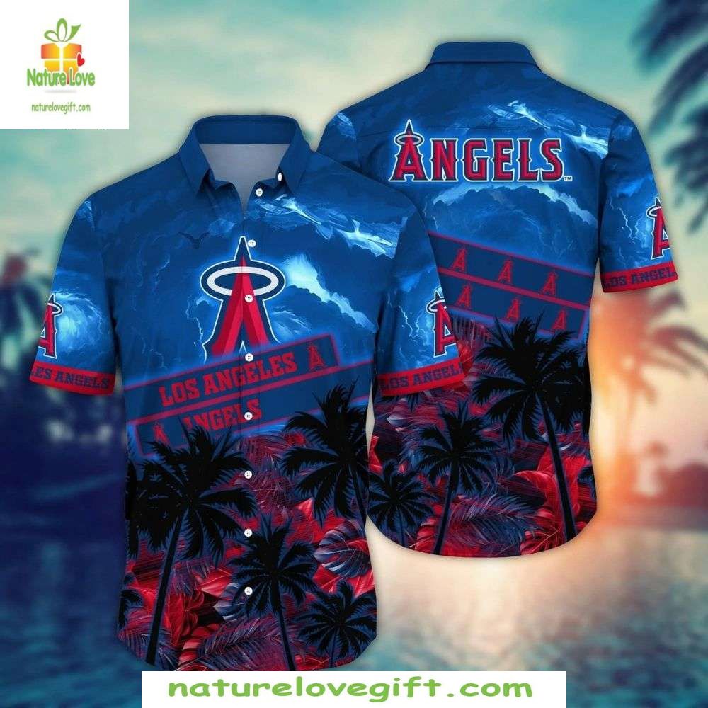 Los Angeles Angels Hawaiian Tropical Sunset Palm MLB - Adult & Kids T-Shirts, Sweatshirts & Hoodies apparel design preview 1
