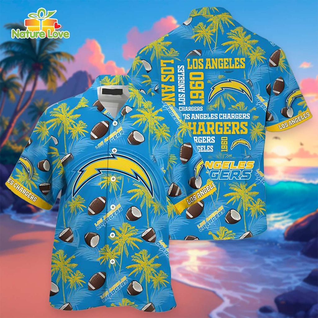 Los Angeles Chargers Coconut Ball Tropical Hawaiian - Adult & Kids T-Shirts, Sweatshirts & Hoodies apparel design preview 1