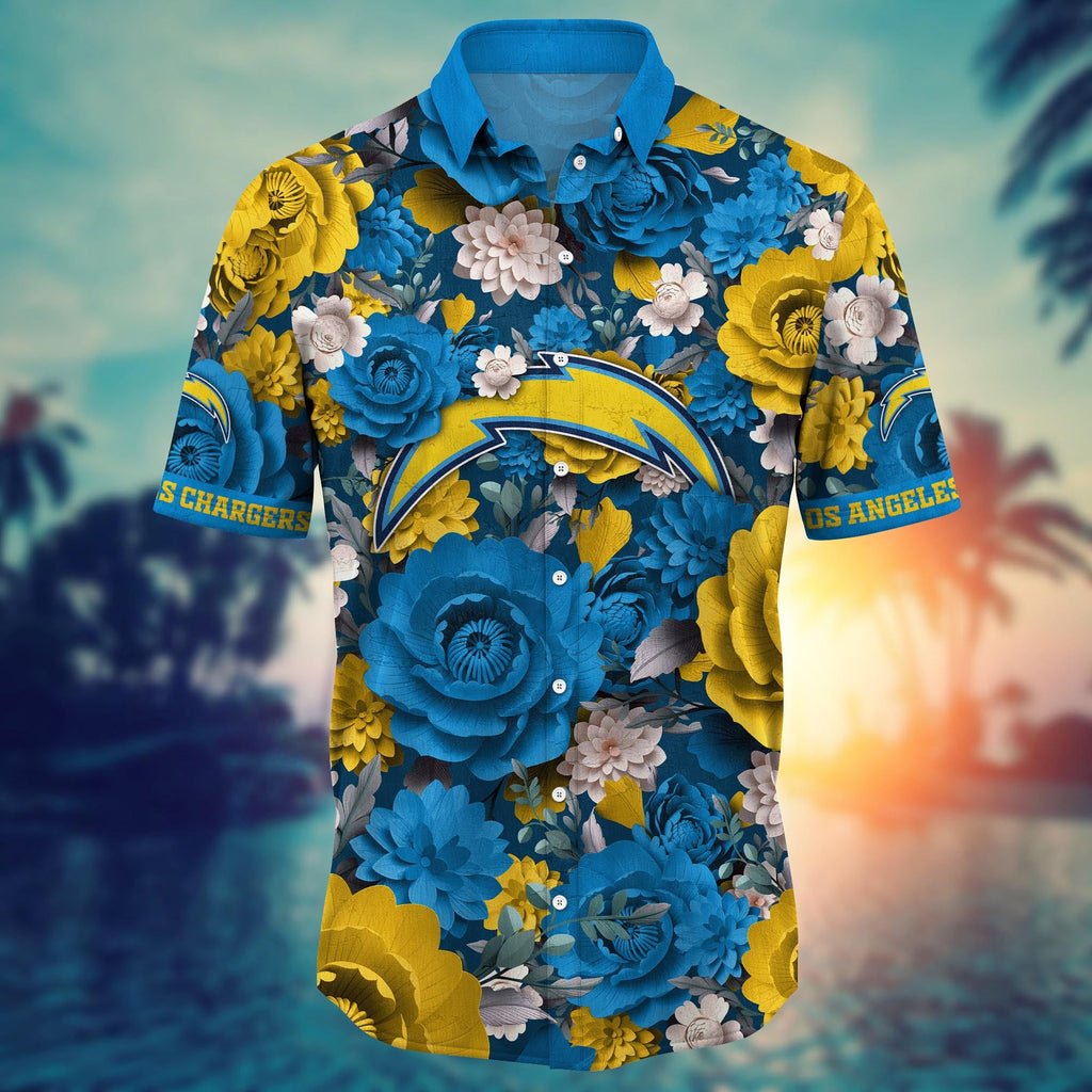 Los Angeles Chargers Floral Thunderstorm Hawaiian - Adult & Kids T-Shirts, Sweatshirts & Hoodies apparel design preview 1