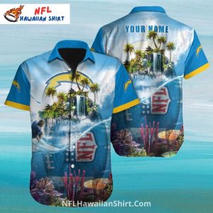 Los Angeles Chargers Island Paradise Waterfall - Adult & Kids T-Shirts, Sweatshirts & Hoodies apparel design preview 1