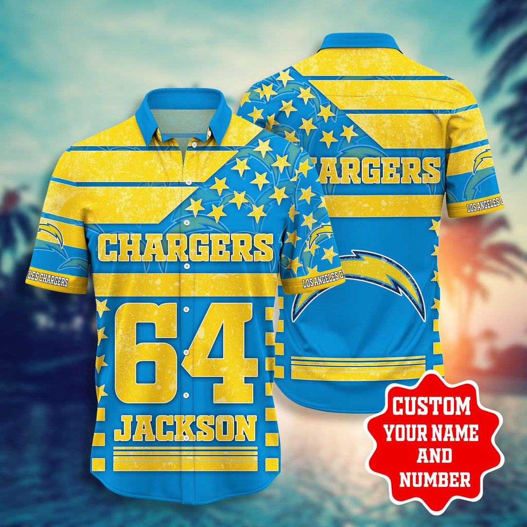 Los Angeles Chargers Hawaiian Star Stripes Design - Adult & Kids T-Shirts, Sweatshirts & Hoodies apparel design preview 1