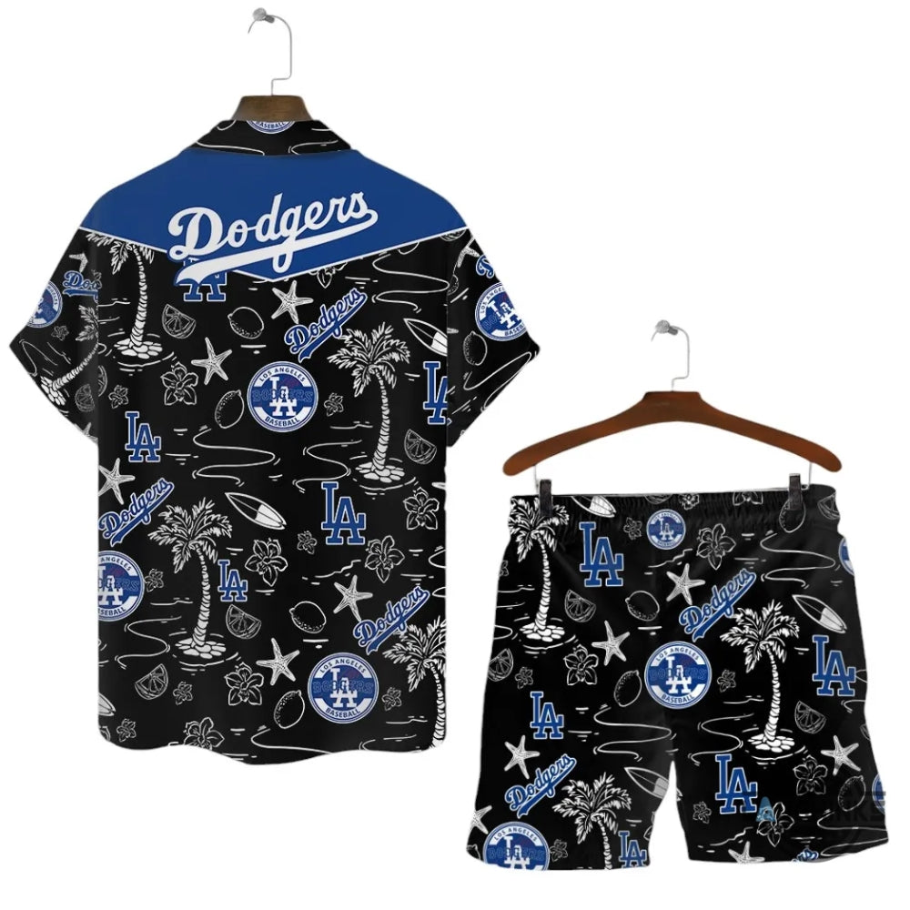 Los Angeles Dodgers Hawaiian And Shorts Black Blue - Adult & Kids T-Shirts, Sweatshirts & Hoodies apparel design preview 1