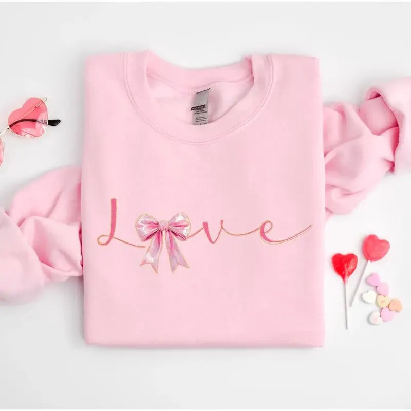 Love Bow Valentine Coquette Girlfriend Cute Girly - Adult & Kids T-Shirts, Sweatshirts & Hoodies apparel design preview 1