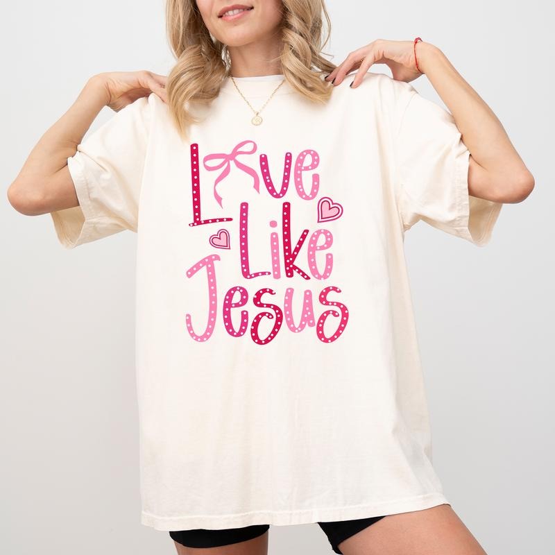Love Like Jesus Comfort Colors Bible Verse Coquette - Adult & Kids T-Shirts, Sweatshirts & Hoodies apparel design preview 1