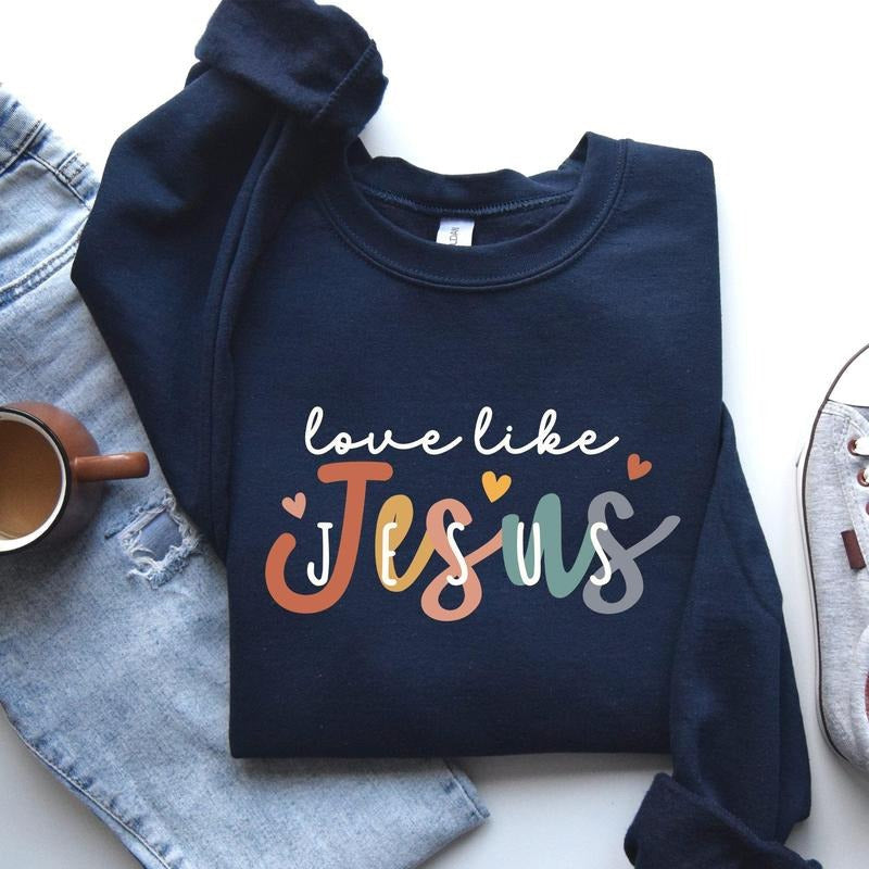 Love Like Jesus Hearts Colorful Christian Religious - Adult & Kids T-Shirts, Sweatshirts & Hoodies apparel design preview 1