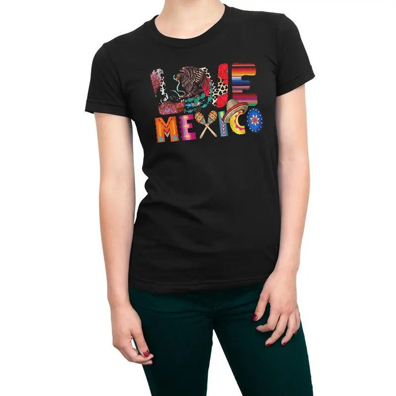 Love Mexico Black Short Sleeve Colorful Casual - Adult & Kids T-Shirts, Sweatshirts & Hoodies apparel design preview 1