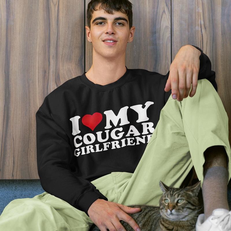 Love My Cougar Girlfriend I Heart Valentine - Adult & Kids T-Shirts, Sweatshirts & Hoodies apparel design preview 1