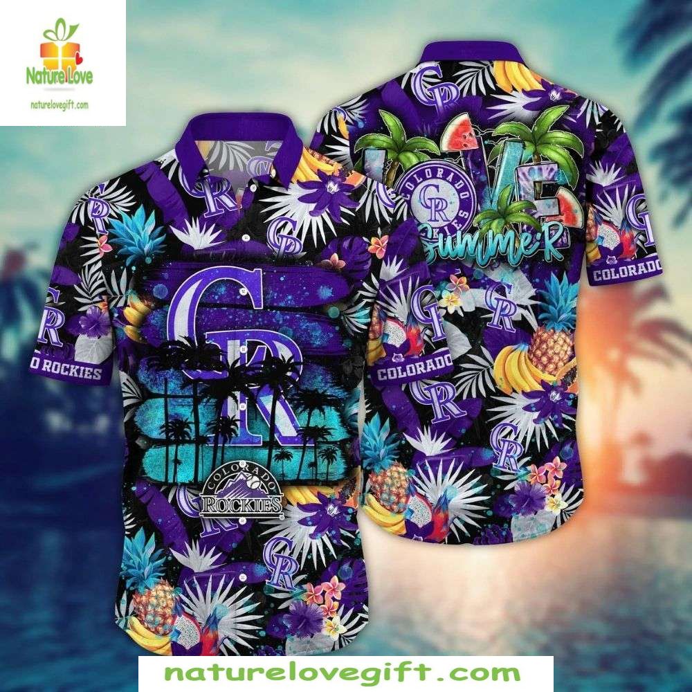 MLB Hawaiian Rockies Tropical Fruit and Palm Summer - Adult & Kids T-Shirts, Sweatshirts & Hoodies apparel design preview 1