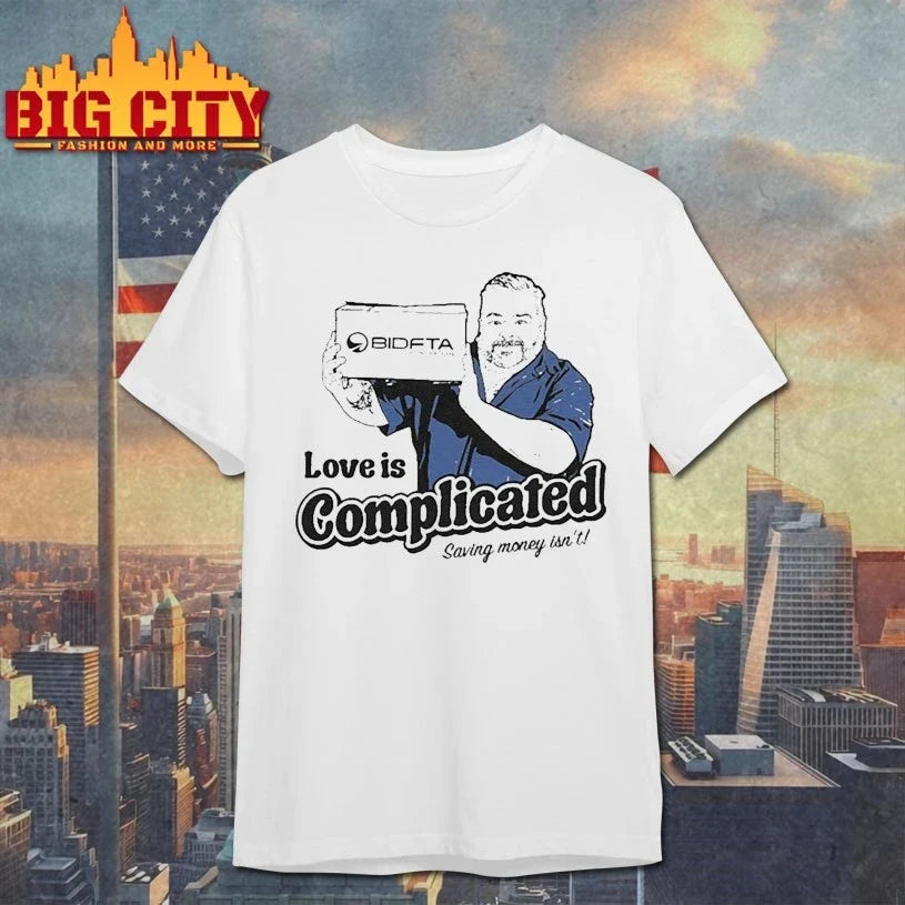 Love is Complicated, Saving Money Isn’t BidFTA - Adult & Kids T-Shirts, Sweatshirts & Hoodies apparel design preview 1