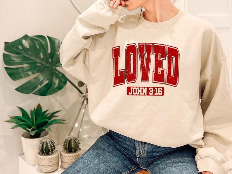 Loved John 3:16 Christian Valentines Cotton Menswear - Adult & Kids T-Shirts, Sweatshirts & Hoodies apparel design preview 1