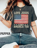 Loves Jesus America Too Spiritual WomenTee Religions - Adult & Kids T-Shirts, Sweatshirts & Hoodies apparel design preview 1
