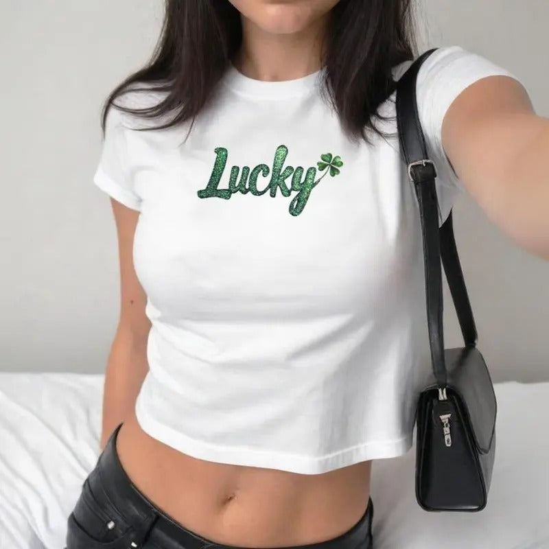 Lucky Baby Shamrock Green Y2k Sparkly Letters St. - Adult & Kids T-Shirts, Sweatshirts & Hoodies apparel design preview 1