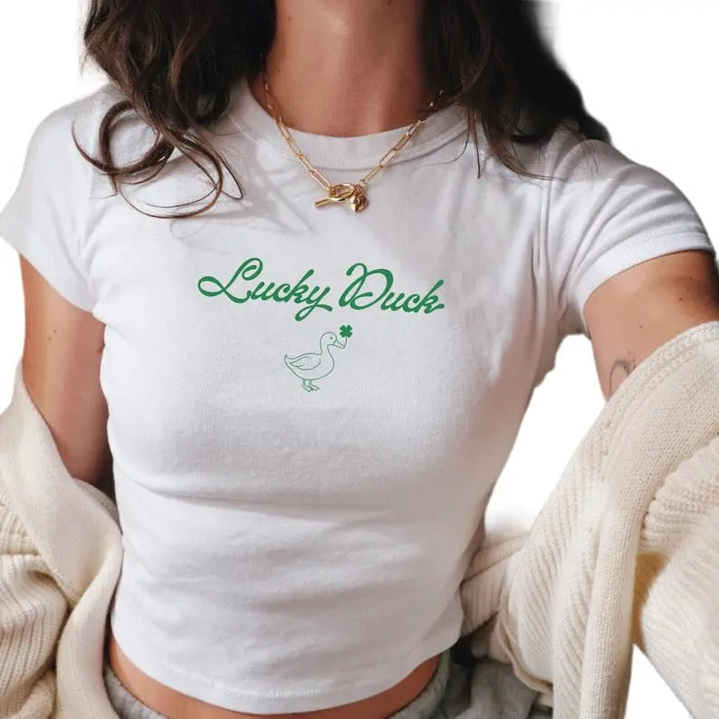 Lucky Duck Baby St Patricks Day Irish Girl Paddys Y2k - Adult & Kids T-Shirts, Sweatshirts & Hoodies apparel design preview 1