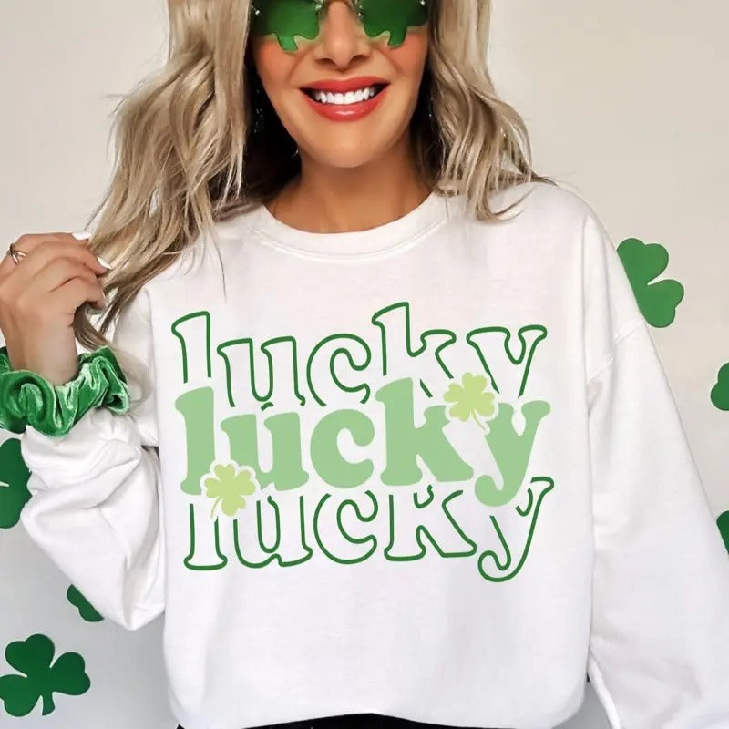 Lucky St Patricks Coquette Bow Fit Loose Fitting - Adult & Kids T-Shirts, Sweatshirts & Hoodies apparel design preview 1