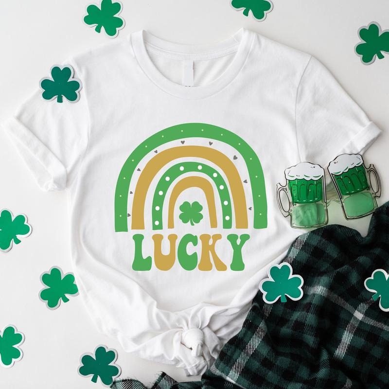 Lucky Rainbow St Patrick Clover Short Sleeve Green - Adult & Kids T-Shirts, Sweatshirts & Hoodies apparel design preview 1