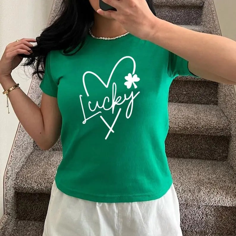 Lucky St Patrick'S Day Heart Shamrock Baby Saint Y2K - Adult & Kids T-Shirts, Sweatshirts & Hoodies apparel design preview 1