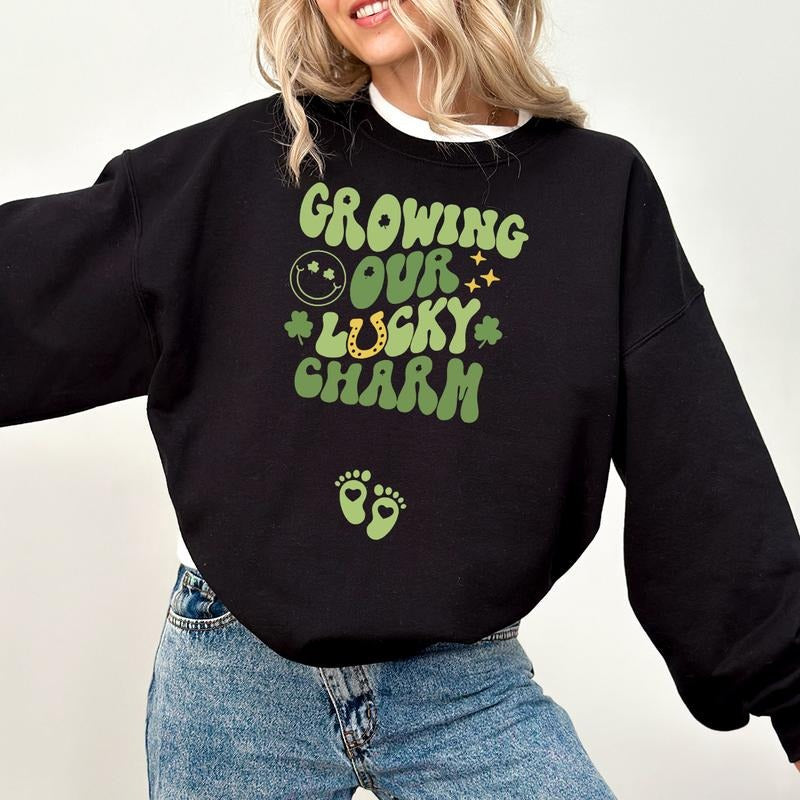 Lucky St Patricks Day Pregnancy Maternity Baby Shower - Adult & Kids T-Shirts, Sweatshirts & Hoodies apparel design preview 1