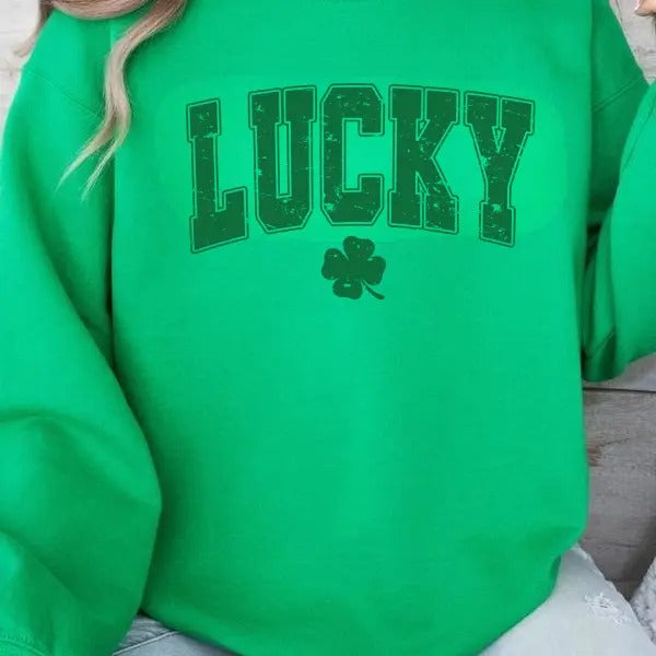 Lucky Varsity Shamrock St Patrick'S Day Retro Paddy'S - Adult & Kids T-Shirts, Sweatshirts & Hoodies apparel design preview 1