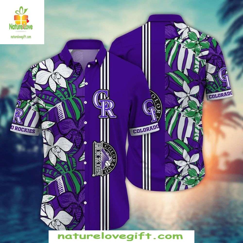 MLB Hawaiian Rockies Orchid Oasis Tropical Baseball - Adult & Kids T-Shirts, Sweatshirts & Hoodies apparel design preview 1
