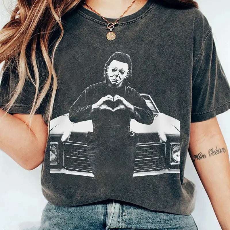M1chael Mey3rs Halloween Heart Hands Horror Movie - Adult & Kids T-Shirts, Sweatshirts & Hoodies apparel design preview 1