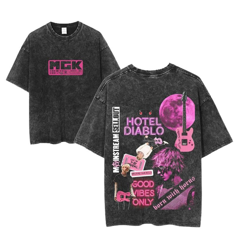MGK Hotel Diablo Machine Gun Kelly Born Horns Vintage - Adult & Kids T-Shirts, Sweatshirts & Hoodies apparel design preview 1