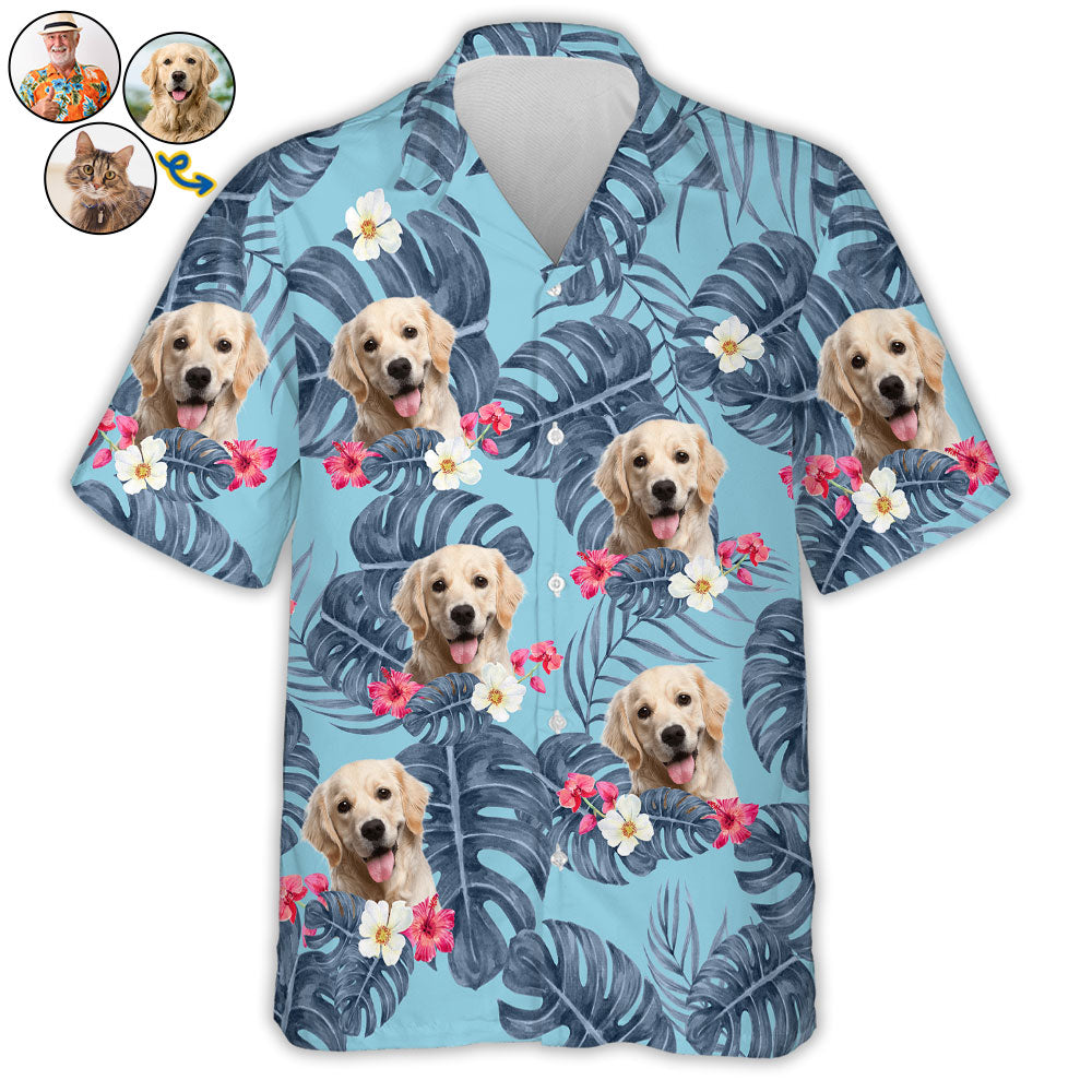 Tropical Leaves And Pet Personalized Custom Hawaiian - Adult & Kids T-Shirts, Sweatshirts & Hoodies apparel design preview 1