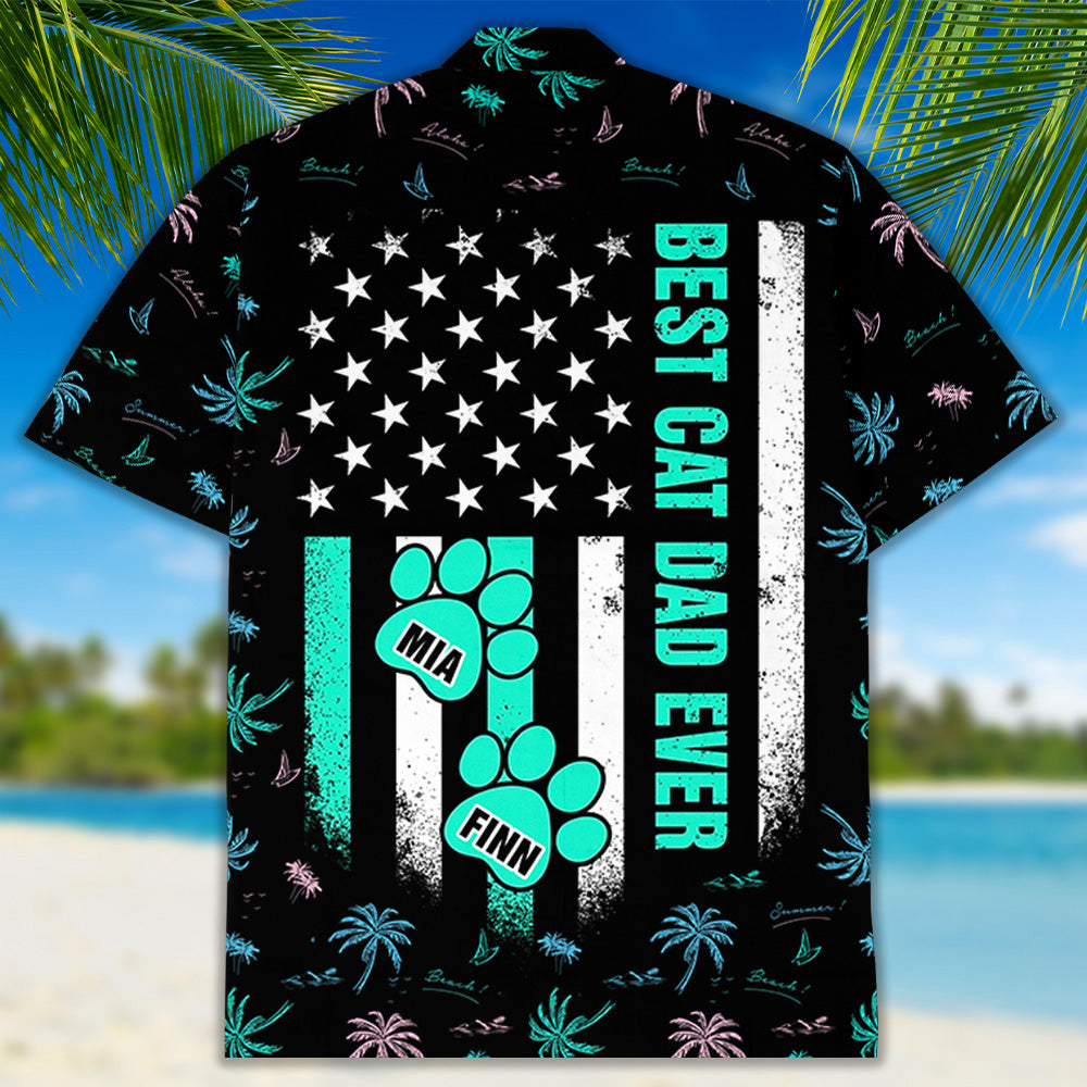Best Cat Dad Ever Paw Personalized Custom Hawaiian - Adult & Kids T-Shirts, Sweatshirts & Hoodies apparel design preview 1