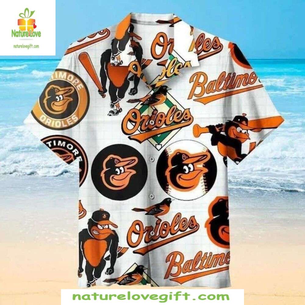 Baltimore Orioles MLB Hawaiian Classic Logo Baseball - Adult & Kids T-Shirts, Sweatshirts & Hoodies apparel design preview 1