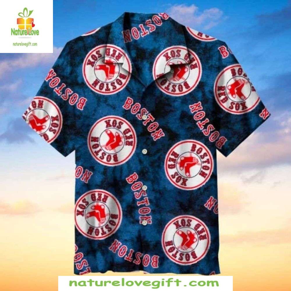 Boston Red Sox MLB Hawaiian Blue Circular Logo - Adult & Kids T-Shirts, Sweatshirts & Hoodies apparel design preview 1