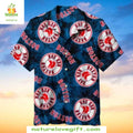 Boston Red Sox MLB Hawaiian Blue Circular Logo - Adult & Kids T-Shirts, Sweatshirts & Hoodies apparel design preview 1