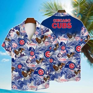 MLB Chicago Cubs Mascot And Hibiscus Pattern Hawaiian - Adult & Kids T-Shirts, Sweatshirts & Hoodies apparel design preview 1