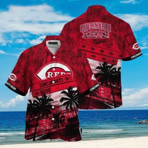 MLB Cincinnati Reds Hawaiian Palm Tree Pattern For - Adult & Kids T-Shirts, Sweatshirts & Hoodies apparel design preview 1