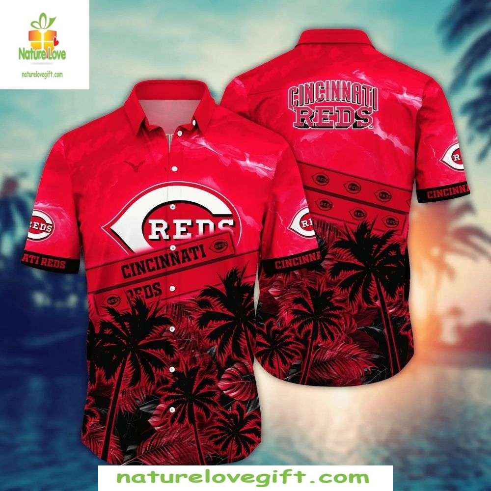 Cincinnati Reds Hawaiian Sunset Palms Tropical - Adult & Kids T-Shirts, Sweatshirts & Hoodies apparel design preview 1
