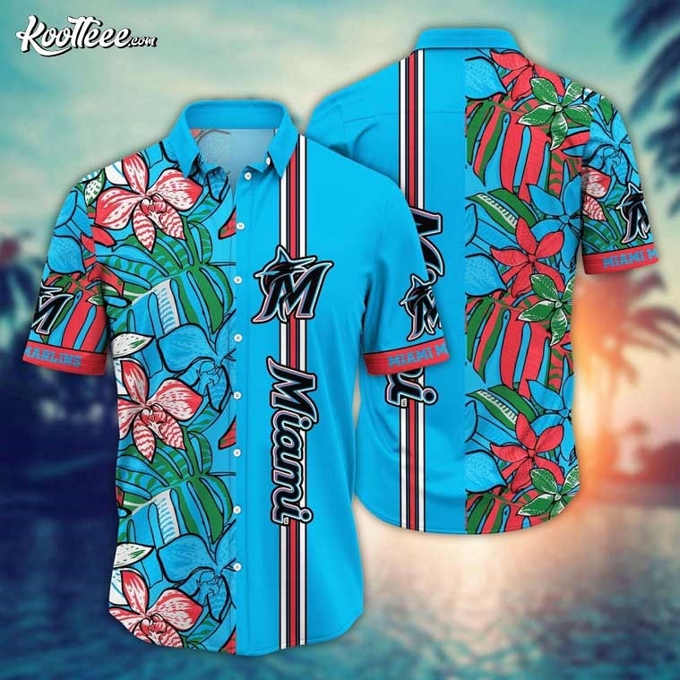 MLB Miami Marlins Summer Hawaiian - Adult & Kids T-Shirts, Sweatshirts & Hoodies apparel design preview 1