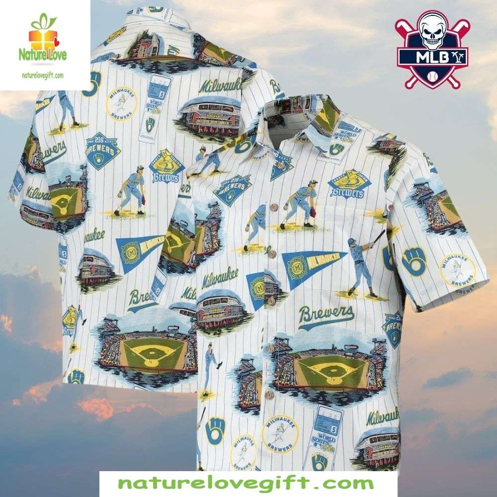 MLB Milwaukee Brewers Hawaiian Tropical Stadium - Adult & Kids T-Shirts, Sweatshirts & Hoodies apparel design preview 1