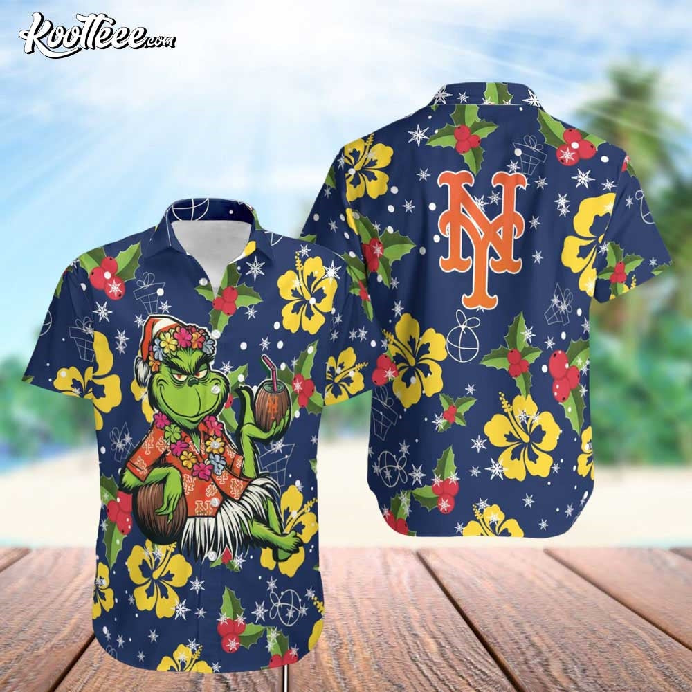 MLB New York Mets Aloha Grinch Hawaiian - Adult & Kids T-Shirts, Sweatshirts & Hoodies apparel design preview 1