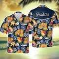 MLB New York Yankees Hawaiian Tropical Flower Pattern - Adult & Kids T-Shirts, Sweatshirts & Hoodies apparel design preview 1