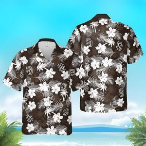 MLB San Diego Padres Hawaiian White Flora Beach Gift - Adult & Kids T-Shirts, Sweatshirts & Hoodies apparel design preview 1