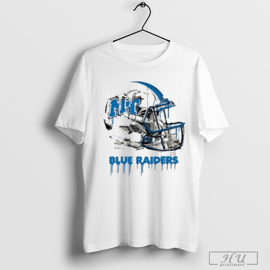 Mtsu Blue Raiders Dripping Football Helmet - Adult & Kids T-Shirts, Sweatshirts & Hoodies apparel design preview 1