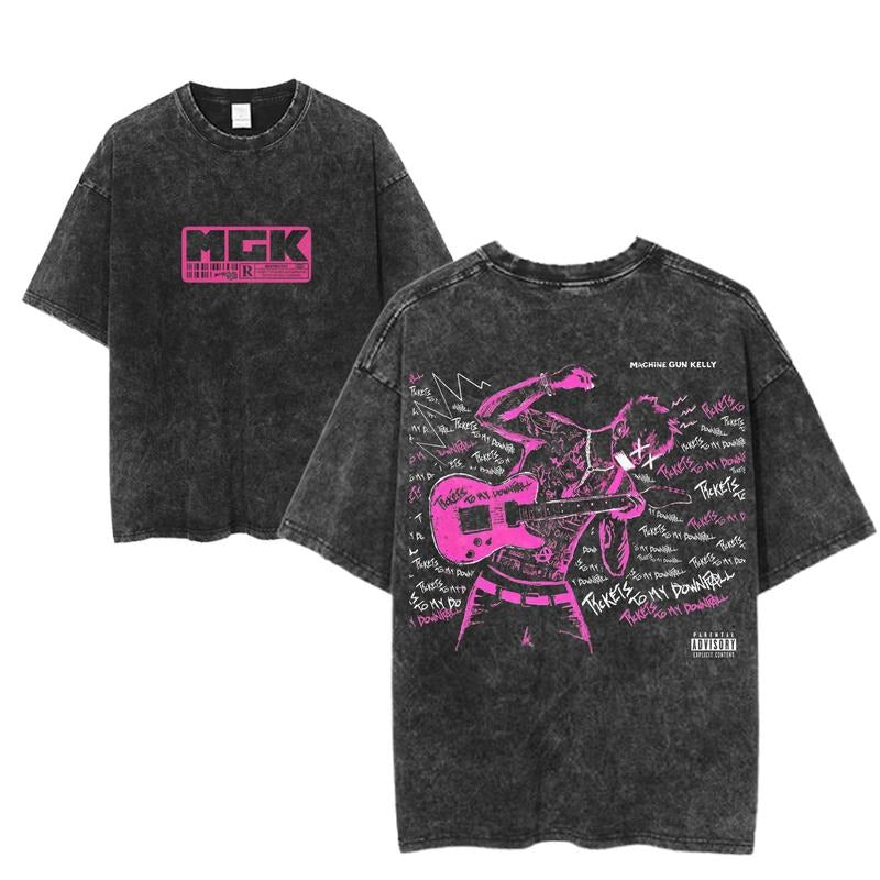 Machine Gun Kelly Tickets My Downfall MGK Pink Guitar - Adult & Kids T-Shirts, Sweatshirts & Hoodies apparel design preview 1