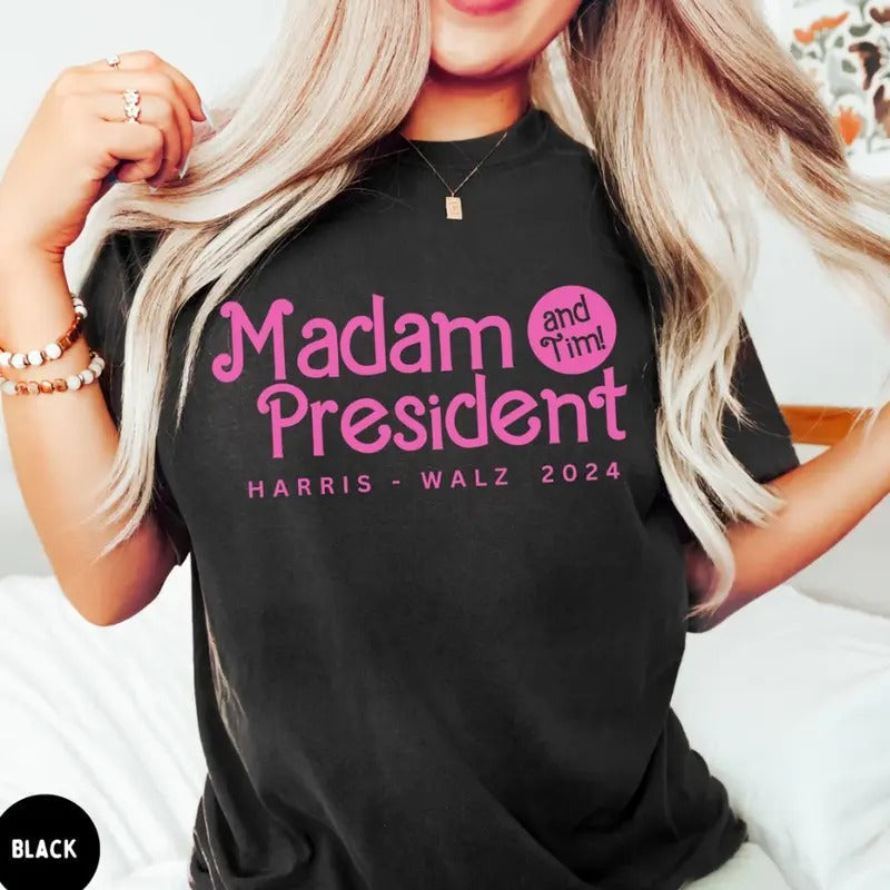 Madam President Tjm!) Kamala Harris Walz 2024 Female - Adult & Kids T-Shirts, Sweatshirts & Hoodies apparel design preview 1