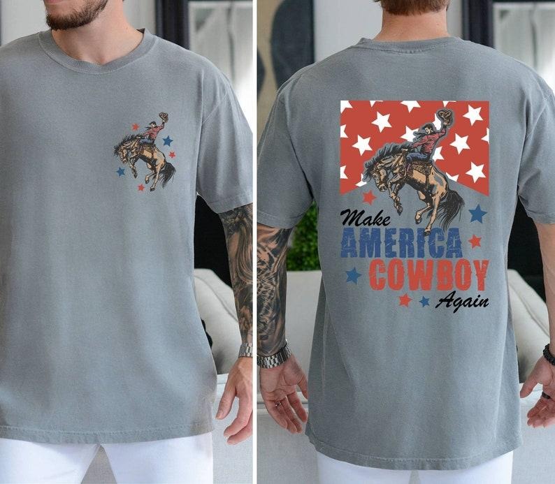Make America Cowboy Again Western 4th July Bucking - Adult & Kids T-Shirts, Sweatshirts & Hoodies apparel design preview 1