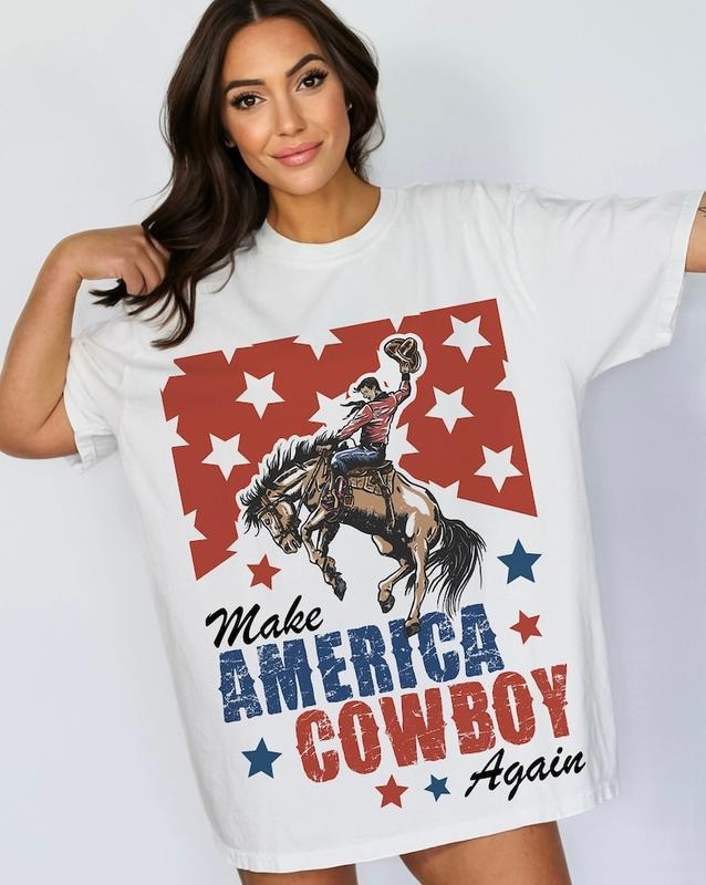 "Make America Cowboy Again Western 4th July Fourth - Adult & Kids T-Shirts, Sweatshirts & Hoodies apparel design preview 1