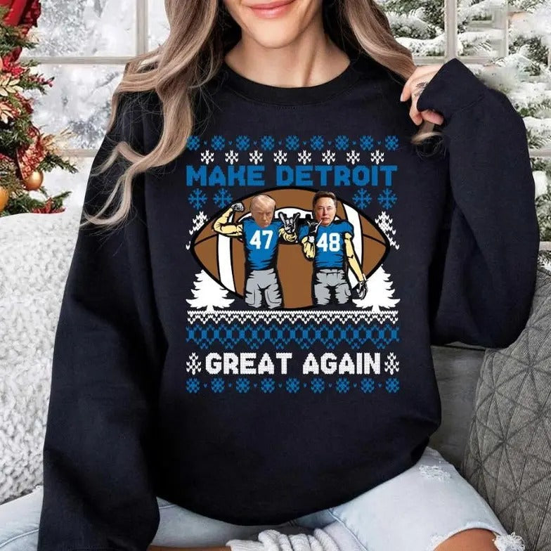 Make Detroit Football Great Again Ugly - Adult & Kids T-Shirts, Sweatshirts & Hoodies apparel design preview 1
