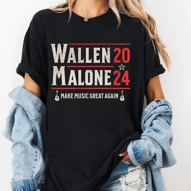 Make Music Great Again Wallen Tour 2024 Country - Adult & Kids T-Shirts, Sweatshirts & Hoodies apparel design preview 1